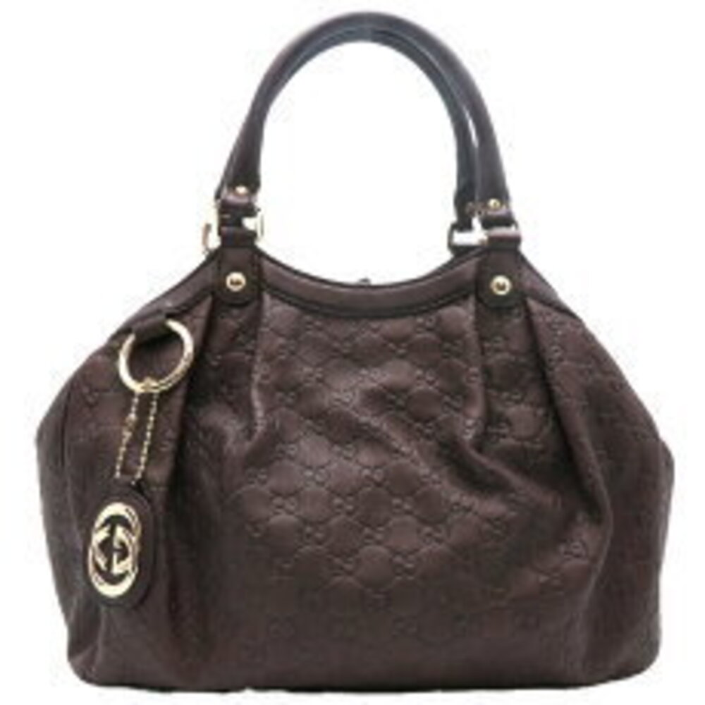 Gucci Sukey Handbag Shimmer Leather Brown